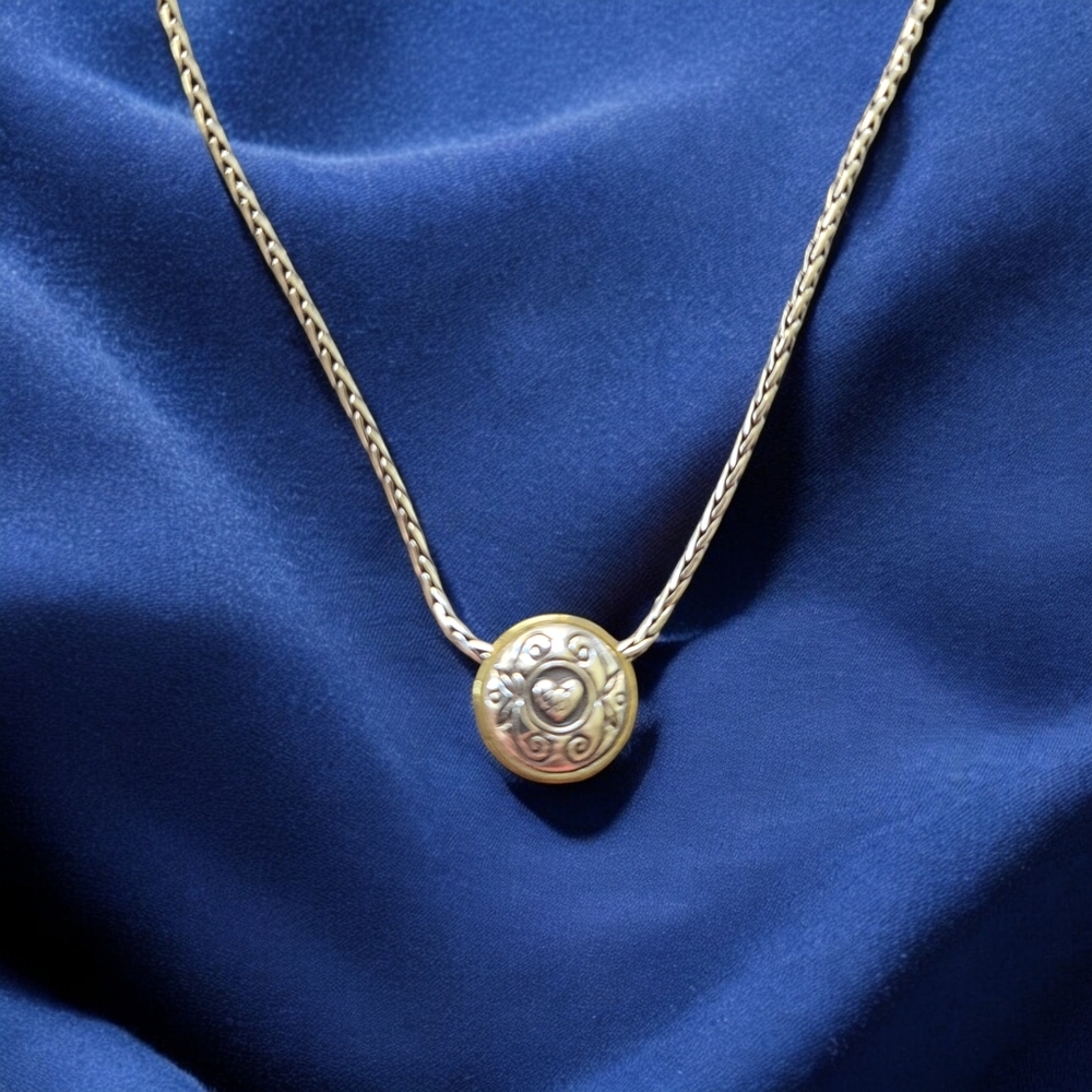 BRIGHTON Collectable Blue Crystal Decorative Bezel Slide Necklace 17"-18.75" L - Picture 5 of 13